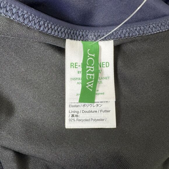 J. Crew Swimsuit Womens 20 Navy One Piece One Shoulder Cut Out Gold Button NEW - Picture 12 of 16